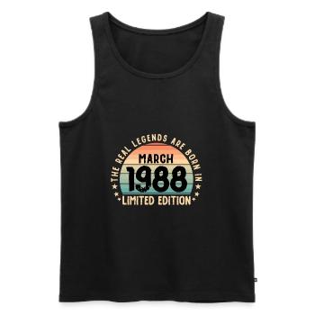 Born in 1988 Tee Vintage Legend Born in March - Débardeur bio Premium Homme - noir - Devant - Michal (187cm)