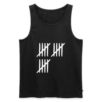 15th birthday tally sheet 15 years old - Men's Premium Organic Tank Top - black - Front - AI Model Male 178 light (178cm)