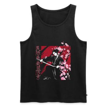 Fleurs de cerisier Fleurs Japon - Débardeur bio Premium Homme - noir - Devant - Michal (187cm)