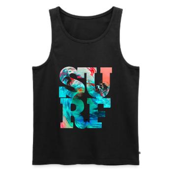 Surf Wellen Surfer Beach Surf - Débardeur bio Premium Homme - noir - Devant - AI Model Male 178 light (178cm)