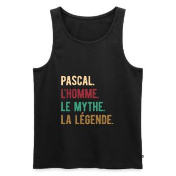 PASCAL L'HOMME LE MYTHE LA LÉGENDE - Débardeur bio Premium Homme - noir - Devant - Michal (187cm)