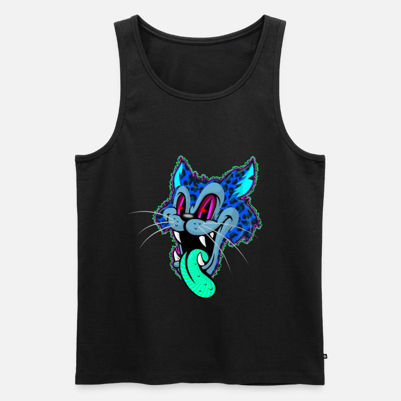 Leopard Comic Psychedelisch - Männer Premium Bio Tank Top - Schwarz