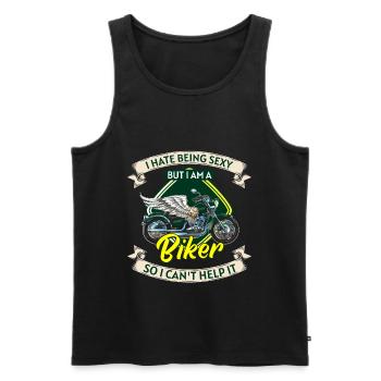 Biker Chopper Rock - Men's Premium Organic Tank Top - black - Front - Michal (187cm)