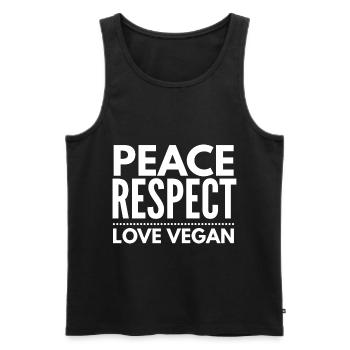 Peace Respect Love Vegan Plant Based - Männer Premium Bio Tank Top - Schwarz - Vorne - AI Model Male 178 light (178cm)