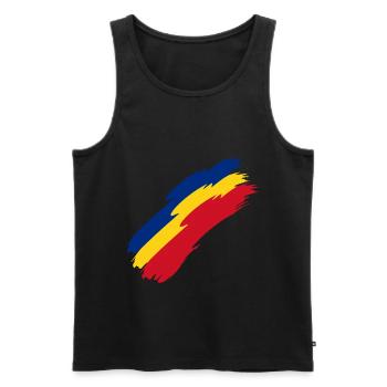 Roumanie drapeau couleurs - Débardeur bio Premium Homme - noir - Devant - AI Model Male 178 light (178cm)