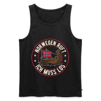 Norwegen ruft Wikinger Flagge Skandinavien - Männer Premium Bio Tank Top - Schwarz - Vorne - Michal (187cm)