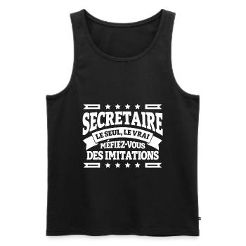 SECRETAIRE LE SEUL LE VRAI - Débardeur bio Premium Homme - noir - Devant - Michal (187cm)