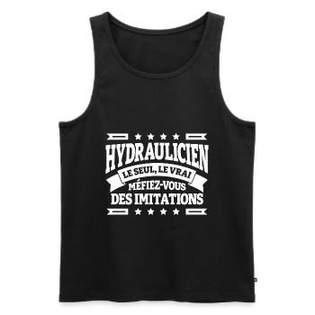 HYDRAULICIEN LE SEUL LE VRAI - Débardeur bio Premium Homme - noir - Devant - AI Model Male 178 light (178cm)