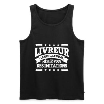 LIVREUR LE SEUL LE VRAI - Débardeur bio Premium Homme - noir - Devant - Michal (187cm)