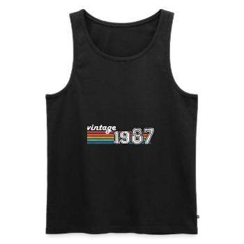 Vintage 1987 Geburtstags-T-Shirt, geboren 1987 Geschenk-Shirt - Männer Premium Bio Tank Top - Schwarz - Vorne - AI Model Male 178 light (178cm)