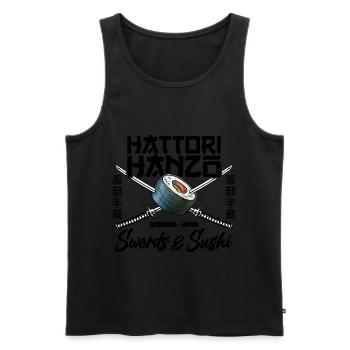 Hattori Hanzo Swords and Japan Sushi Gift - Men's Premium Organic Tank Top - black - Front - AI Model Male 178 light (178cm)