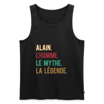 ALAIN L'HOMME LE MYTHE LA LÉGENDE - Débardeur bio Premium Homme - noir - Devant - Michal (187cm)