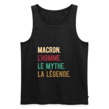 MACRON L'HOMME LE MYTHE LA LÉGENDE - Débardeur bio Premium Homme - noir - Devant - Michal (187cm)