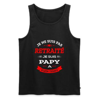 PAPY RETRAITÉ À PLEIN TEMPS - Débardeur bio Premium Homme - noir - Devant - Michal (187cm)