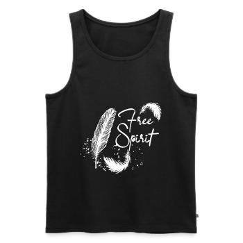 Free Spirit - Feather - Feder - Männer Premium Bio Tank Top - Schwarz - Vorne - Michal (187cm)