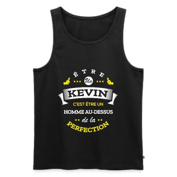 KEVIN PARFAIT - NOM KEVIN - Débardeur bio Premium Homme - noir - Devant - AI Model Male 178 light (178cm)