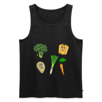 Légumes heureux - Débardeur bio Premium Homme - noir - Devant - AI Model Male 178 light (178cm)