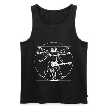 Vitruvian Guitar Man Guitariste Cool Rock Star - Débardeur bio Premium Homme - noir - Devant - AI Model Male 178 light (178cm)