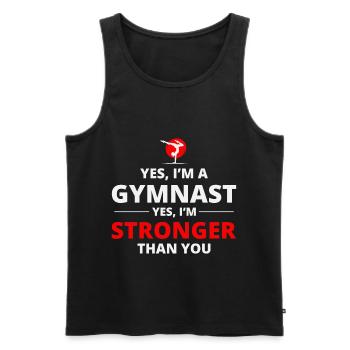 Gymnastique Gymnaste Backflip Tumbling Acrobaties - Débardeur bio Premium Homme - noir - Devant - AI Model Male 178 light (178cm)