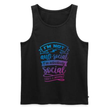 Antisocial - Selective social - col - Men's Premium Organic Tank Top - black - Front - AI Model Male 178 light (178cm)