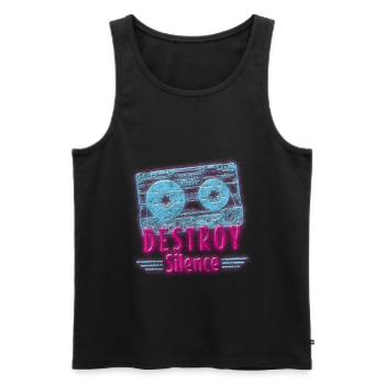Vintage Techno - Männer Premium Bio Tank Top - Schwarz - Vorne - AI Model Male 178 light (178cm)