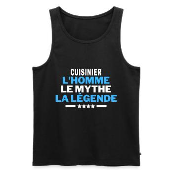 CUISINIER l homme le mythe la légende humour - Débardeur bio Premium Homme - noir - Devant - Michal (187cm)
