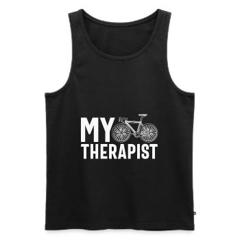 Radfahren Biker Mein Therapeut - Männer Premium Bio Tank Top - Schwarz - Vorne - Michal (187cm)