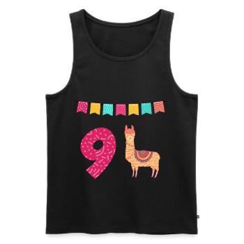 9. Geburtstag Lama Alpaka - Männer Premium Bio Tank Top - Schwarz - Vorne - Michal (187cm)