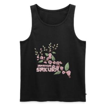 Cherry Blossom Blossom Colorful - Men's Premium Organic Tank Top - black - Front - AI Model Male 178 light (178cm)