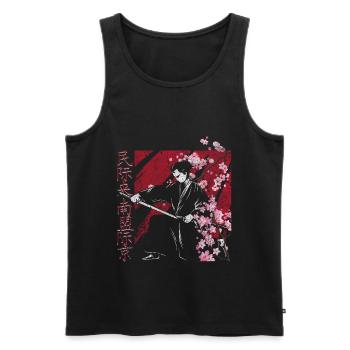 Cherry blossom - Men's Premium Organic Tank Top - black - Front - Michal (187cm)