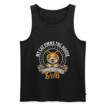 Cat Cats - Men's Premium Organic Tank Top - black - Front - AI Model Male 178 light (178cm)