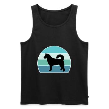 Ostsibirische Laika Dog Silhouette Vintage Sonnenuntergang - Männer Premium Bio Tank Top - Schwarz - Vorne - Michal (187cm)