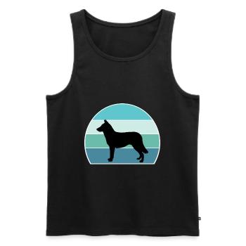 Lapponian Herder Dog Silhouette Vintage Sonnenuntergang für - Männer Premium Bio Tank Top - Schwarz - Vorne - Michal (187cm)