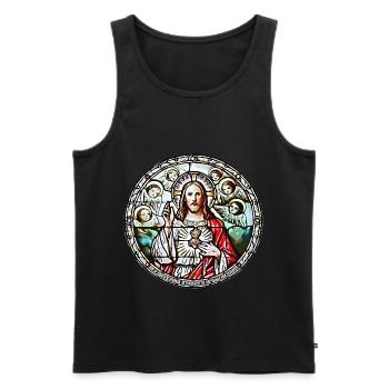 SACRED HEART OF JESUS - Men's Premium Organic Tank Top - black - Front - Michal (187cm)