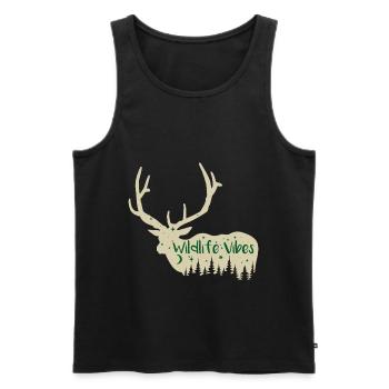 Lustiges Jagdzitat Wild Life Vibes - Männer Premium Bio Tank Top - Schwarz - Vorne - AI Model Male 178 light (178cm)