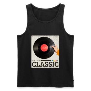 Je l’appelle un disque de musique rétro vinyle classique - Débardeur bio Premium Homme - noir - Devant - Michal (187cm)
