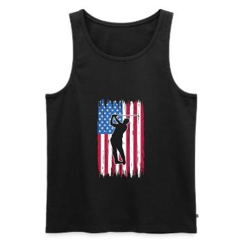 Golf Zitat Retro Amerikanische Flagge Golf - Männer Premium Bio Tank Top - Schwarz - Vorne - AI Model Male 178 light (178cm)