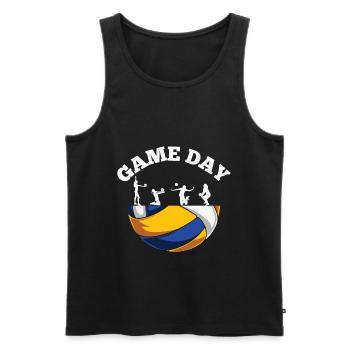 Volleyball Zitat Volleyball Spieltag Vibes silhoue - Männer Premium Bio Tank Top - Schwarz - Vorne - AI Model Male 178 light (178cm)
