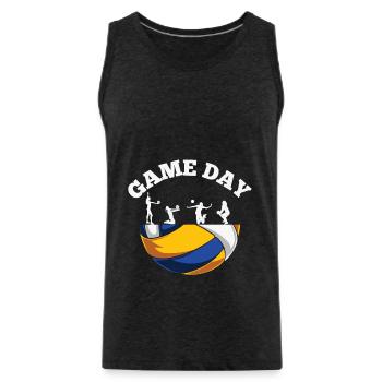Volleyball Quote Volleyball Game Day Vibes silhoue - Men's Premium Organic Tank Top - charcoal grey - Front - Alexander (188cm)