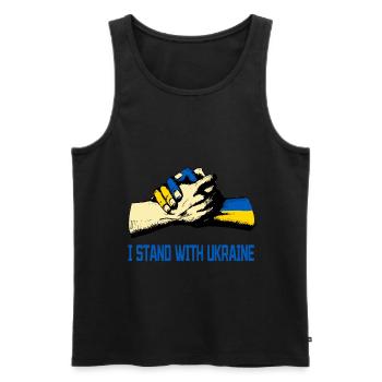 Je suis aux côtés de l’Ukraine - Débardeur bio Premium Homme - noir - Devant - Michal (187cm)