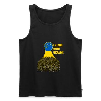 Je soutiens le drapeau ukrainien de l’Ukraine - Débardeur bio Premium Homme - noir - Devant - Michal (187cm)