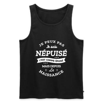 JE PEUX PAS JE SUIS NÉPUISÉ HUMOUR FATIGUE - Débardeur bio Premium Homme - noir - Devant - AI Model Male 178 light (178cm)