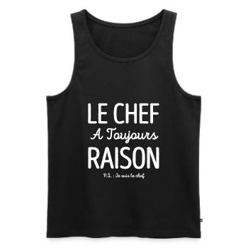 LE CHEF A TOUJOURS RAISON - Débardeur bio Premium Homme - noir - Devant - AI Model Male 178 light (178cm)