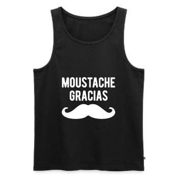 MOUSTACHE GRACIAS - HUMOUR MOUSTACHUS - Débardeur bio Premium Homme - noir - Devant - AI Model Male 178 light (178cm)
