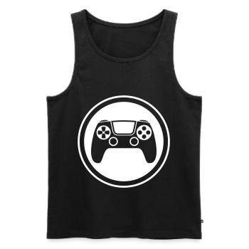 Contrôleur de symbole de manette de jeu - Débardeur bio Premium Homme - noir - Devant - AI Model Male 178 light (178cm)