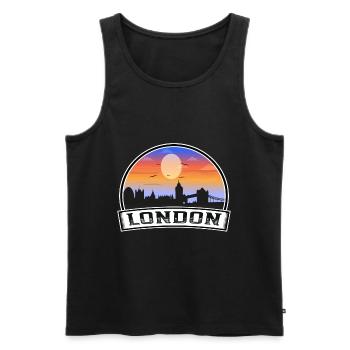 Londres Angleterre Skyline Vintage Sunset Travel Souve - Débardeur bio Premium Homme - noir - Devant - AI Model Male 178 light (178cm)