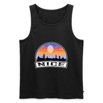 Nice France Skyline Vintage Sunset Travel Souvenir - Men's Premium Organic Tank Top - black - Front - AI Model Male 178 light (178cm)