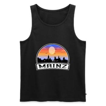 Mainz Germany Skyline Vintage Sunset Travel Souven - Men's Premium Organic Tank Top - black - Front - AI Model Male 178 light (178cm)