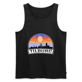 Tilburg Niederlande Skyline Vintage Sonnenuntergang Reisen - Männer Premium Bio Tank Top - Schwarz - Vorne - AI Model Male 178 light (178cm)