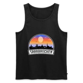 Sarrebruck Allemagne Skyline Vintage Sunset Travel - Débardeur bio Premium Homme - noir - Devant - Michal (187cm)